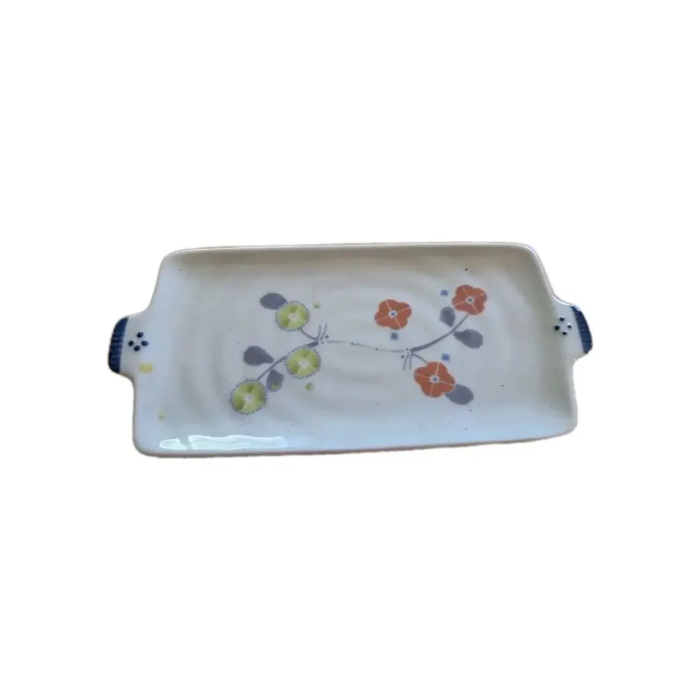 Trinket Tray All Purpose Hand Painted Gold Highlights Holds Keys Pens Earrings